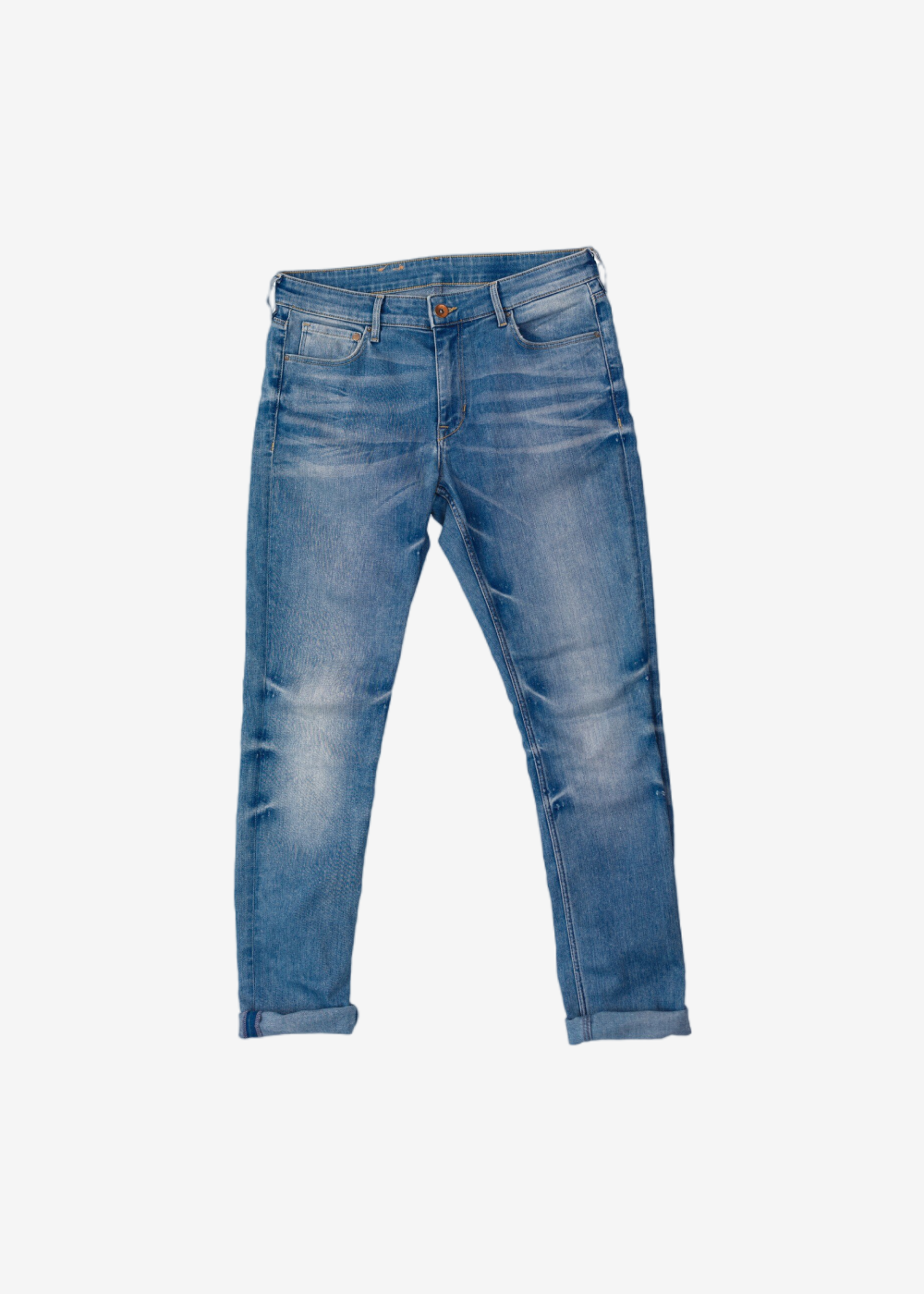 Relaxed Straight-Leg Blue Jeans